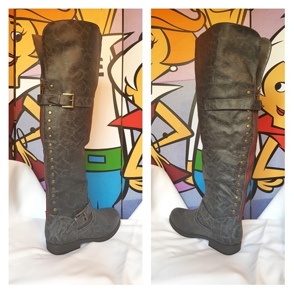 Journee Collection Shoes - ❎SOLD OUT❎ Vegan Dark Gray Over  Knee High Boots